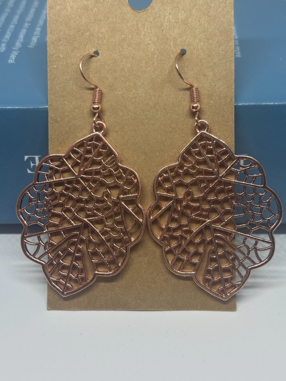 Rose Gold Filigree Drop Earrings